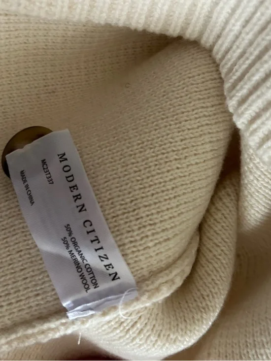 Modern Citizen Eames Organic Cotton-Wool Cardigan in Cream size large - Picture 7 of 8